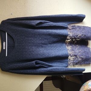 Simply Couture Gray Sweater with Lace Detail Bows